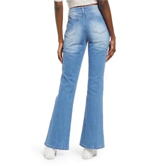 BP Womens Faded Blue Mid Rise Retro Inspired Denim Flare Leg Jeans Sz 28 New - Picture 3 of 10